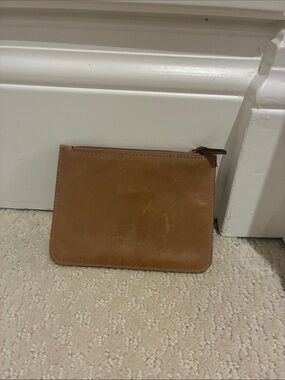 GUCCI Vintage Tan Leather Zippered Coin Pouch Card Case Wallet👝